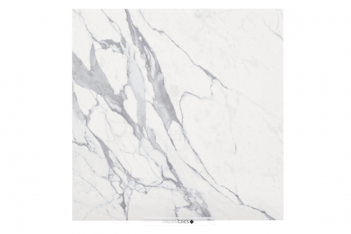 Glossy Statuario marble with diagonal grey lines