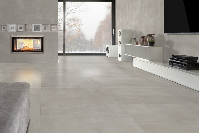 Concrete effect floor tiles pearl