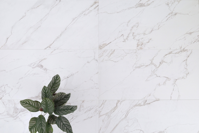 Glossy Statuario marble with grey veins