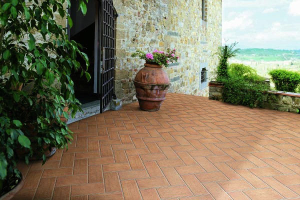 Terracotta effect floor tiles copper