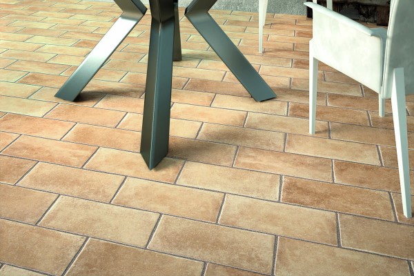 Terracotta effect floor tiles beige Sandblasted