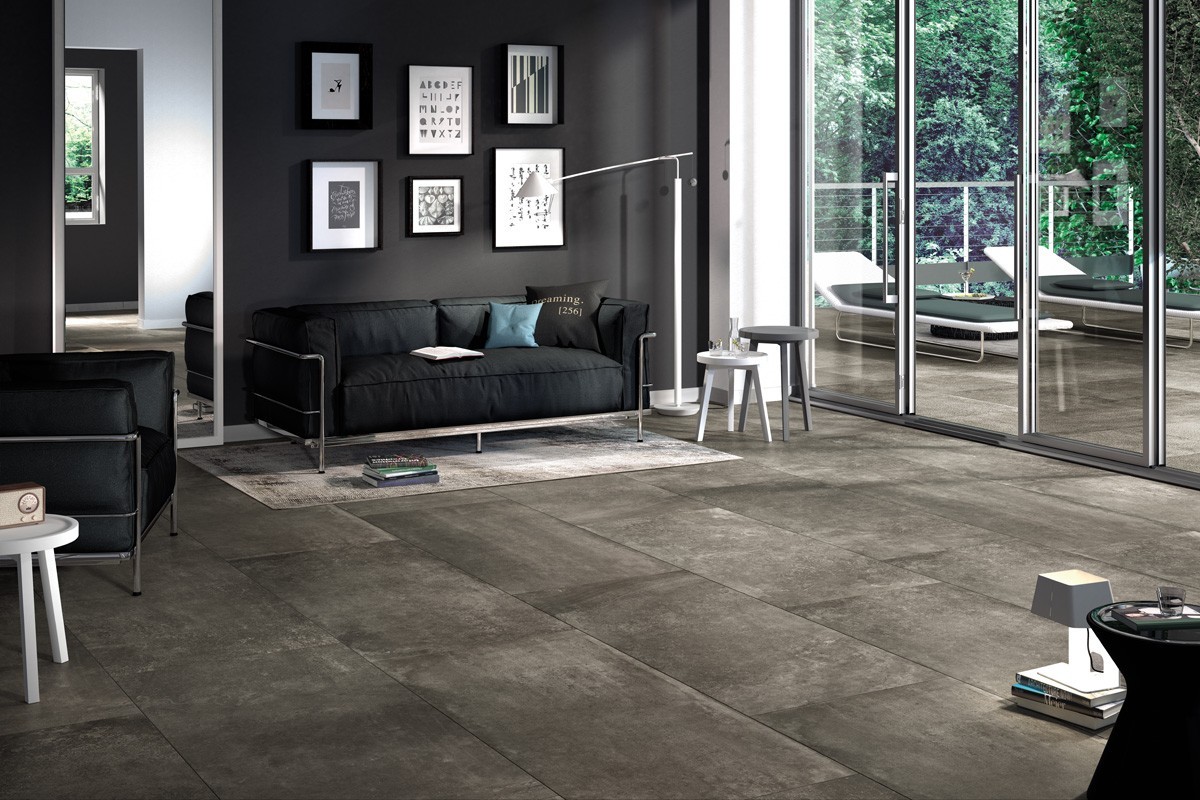 Stone effect tiles Anthracite Porcelain stoneware 