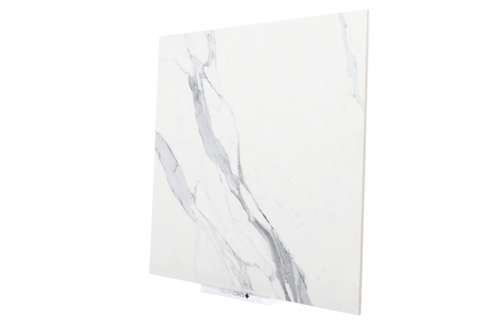 Matt Statuario marble with diagonal grey lines