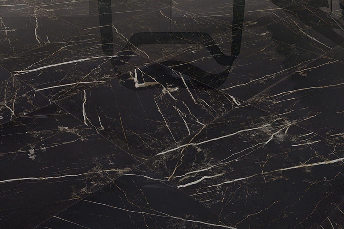 Glossy marble black Porcelain stoneware with mass colouring pol...