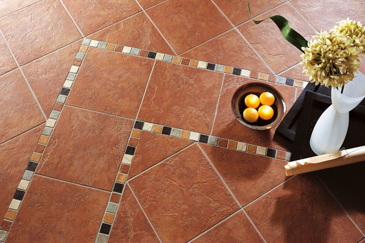 Terracotta Effect Floor Tiles Earth Brown Porcelain Stoneware W,Grape Leaves Plant