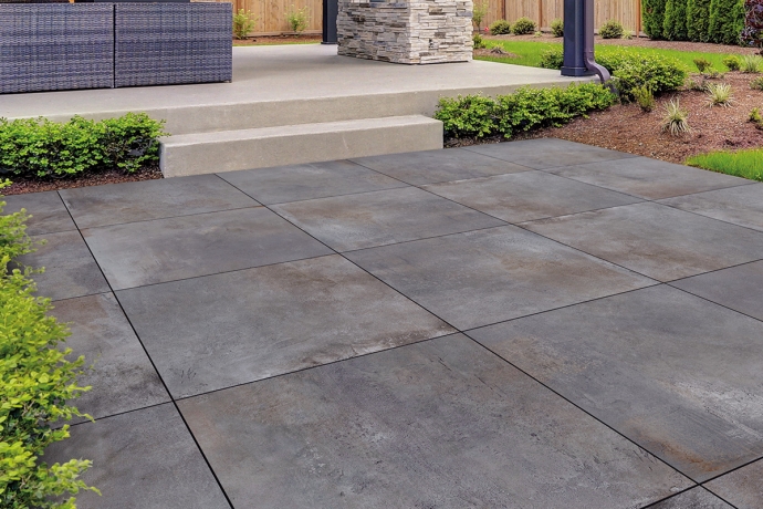 Dark grey industrial metallic tiles 20 mm outdoor