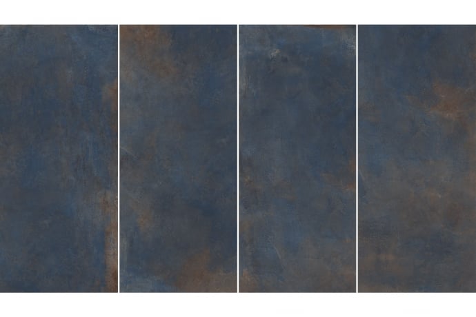 Blue industrial metallic tiles