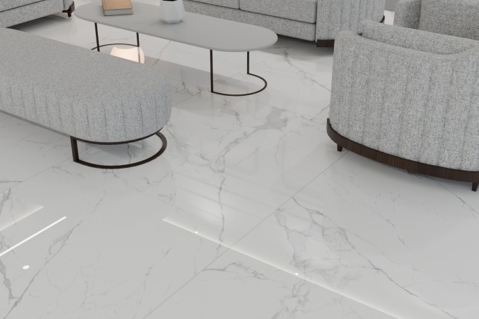 Marble effect tiles - White melange