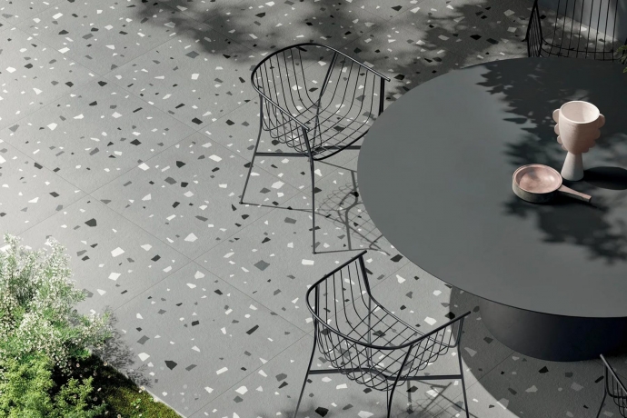 Grey geometric Venetian terrace 20mm