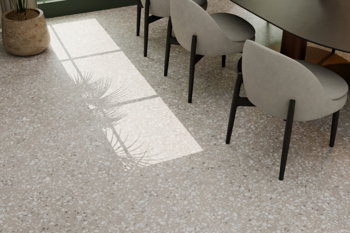 Classic light brown and white Venetian terrazzo floor