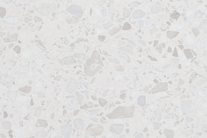 Large slabs in the classic white and gray Venetian terrazzo floor