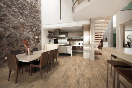 Wood effect floor tiles oak