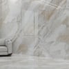 Glossy Calacatta marble grey and gold