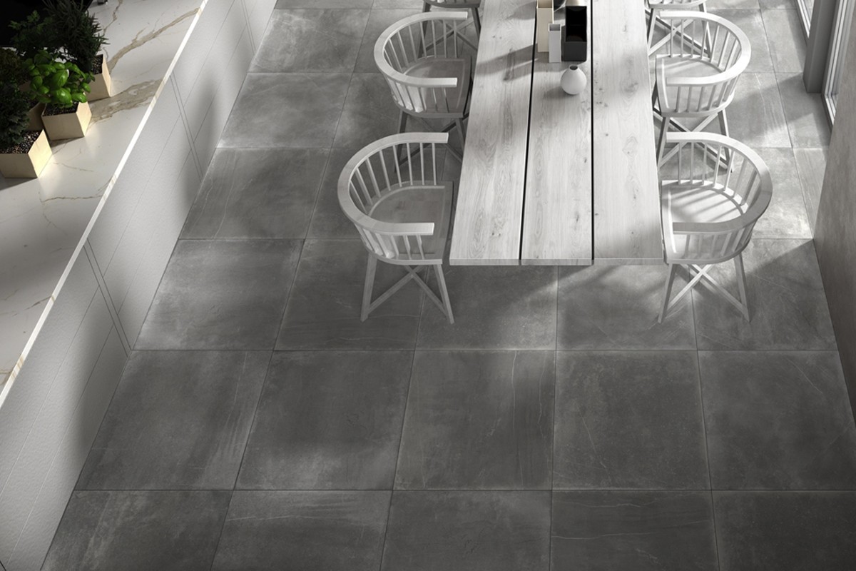 Dark Stone Porcelained Stoneware With M Colouring Natural Op Dark Stone Porcelained Stoneware With