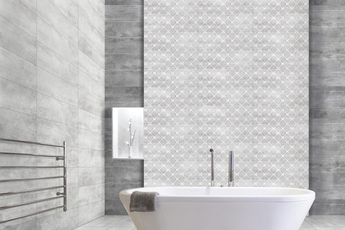 Damask paint white wall tiles