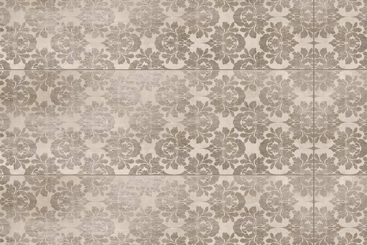 Damask paint brown wall tiles