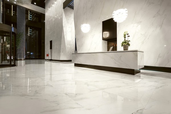 Calacatta semi polished marble