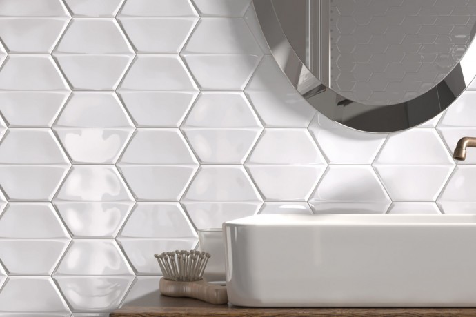 Smooth hexagonal tiles - Bright white