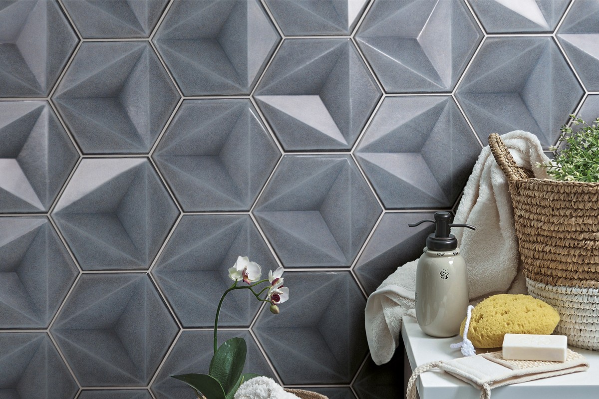 Sparkling hexagonal tiles - grey