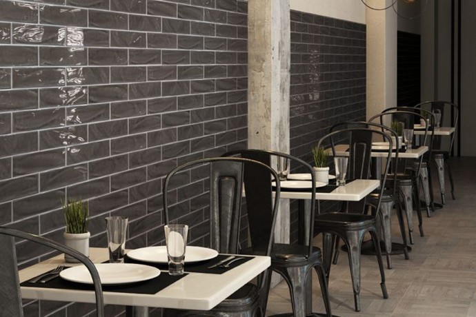 American glossy brick tiles dark grey White paste glossy