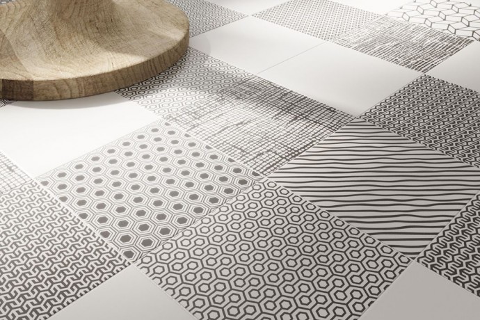 Geometric pattern tiles - Mix black and white