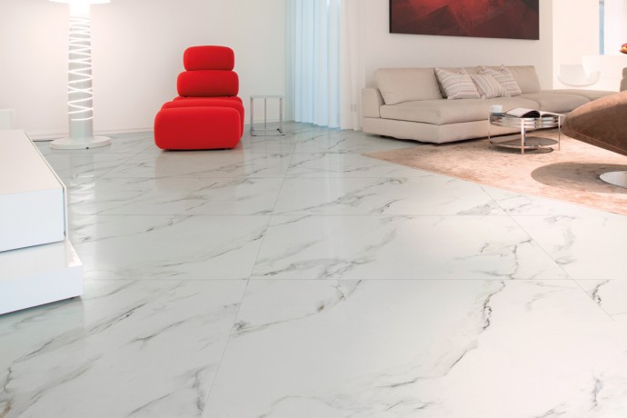 Calacatta semi polished marble
