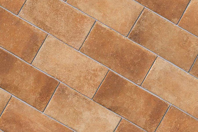 Terracotta effect floor tiles copper
