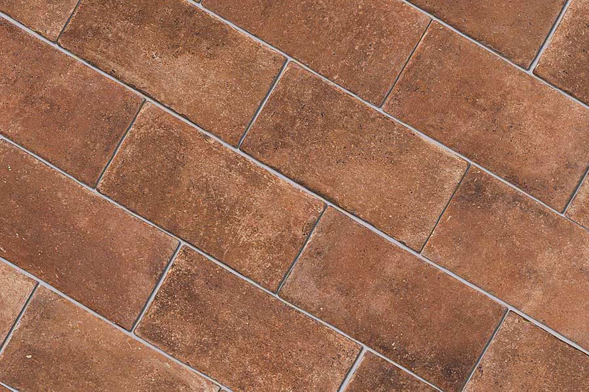 Terracotta effect floor tiles cotto Sandblasted - Glazed porcelain