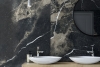 Black glossy marble with beige veins