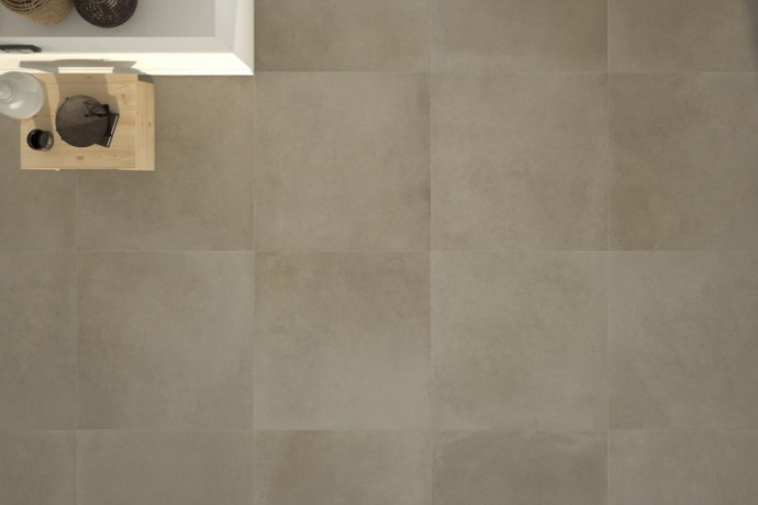 Concrete effect floor tiles - greige