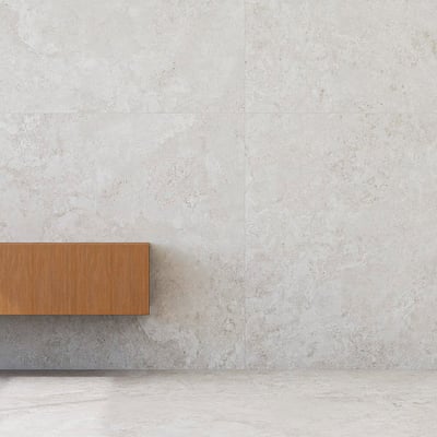 Crosscut white travertine marble
