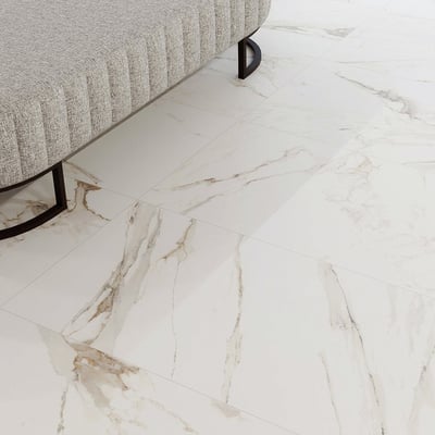 Calacatta Ivory with gray-beige veining