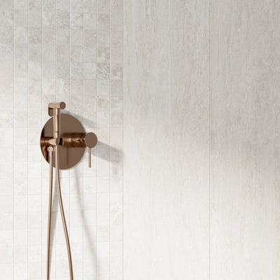 Contemporary White Crosscut Travertine Mosaic
