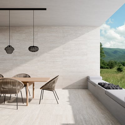 Contemporary White Veincut Travertine Outdoor Antislip R11