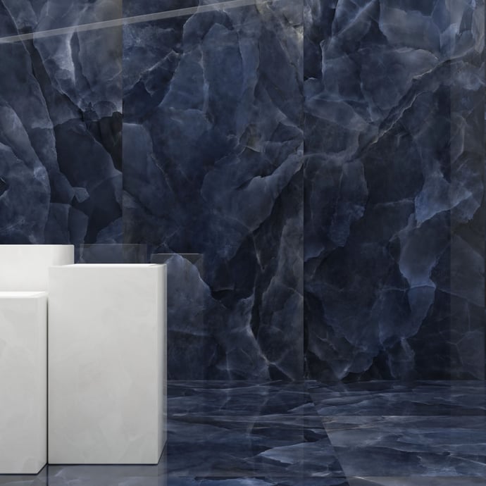 Grey vein semi polished marble