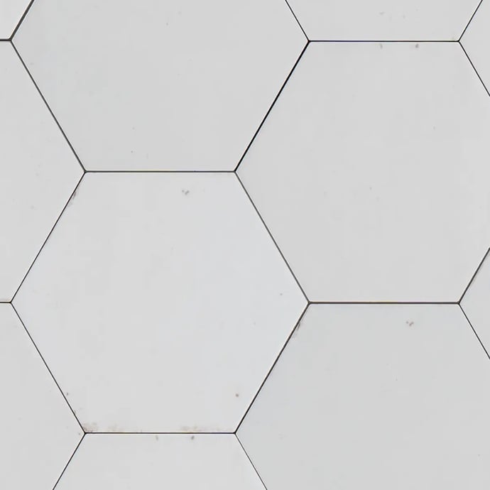 Terrakotta Hexagonal Weiß