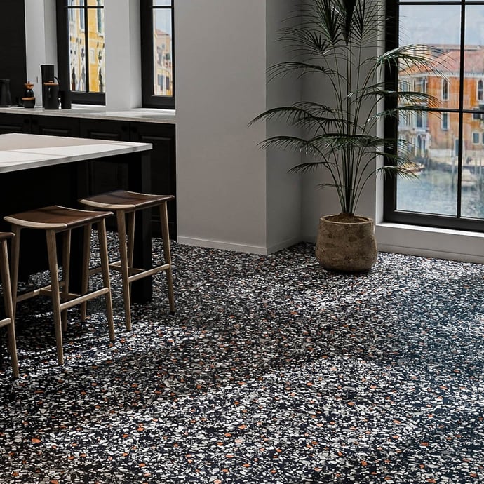Classico terrazzo veneziano nero e bianco
