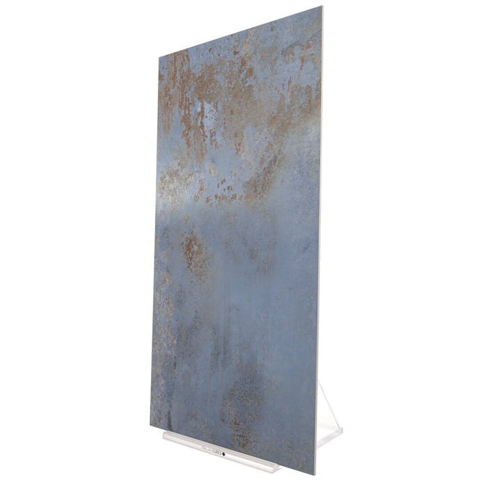 Carrelage grès cérame effet métal bleu