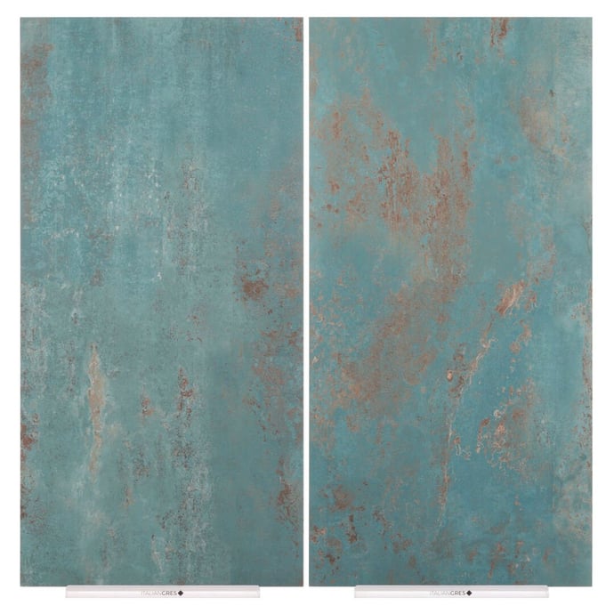 Carrelage grès cérame effet métal vert