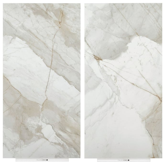 Marbre Calacatta brillant gris et or