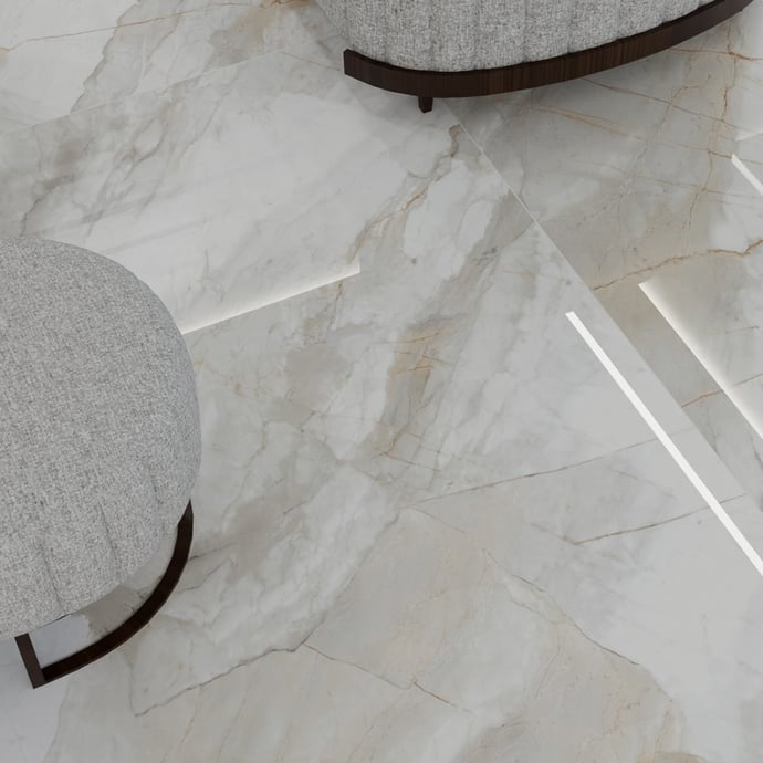 Glänzender Calacatta-Marmor grau und gold
