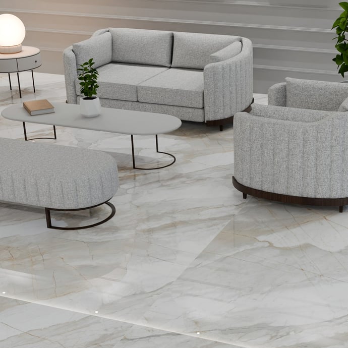 Marbre Calacatta brillant gris et or
