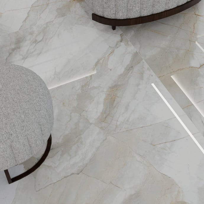 Glossy Calacatta marble grey and gold