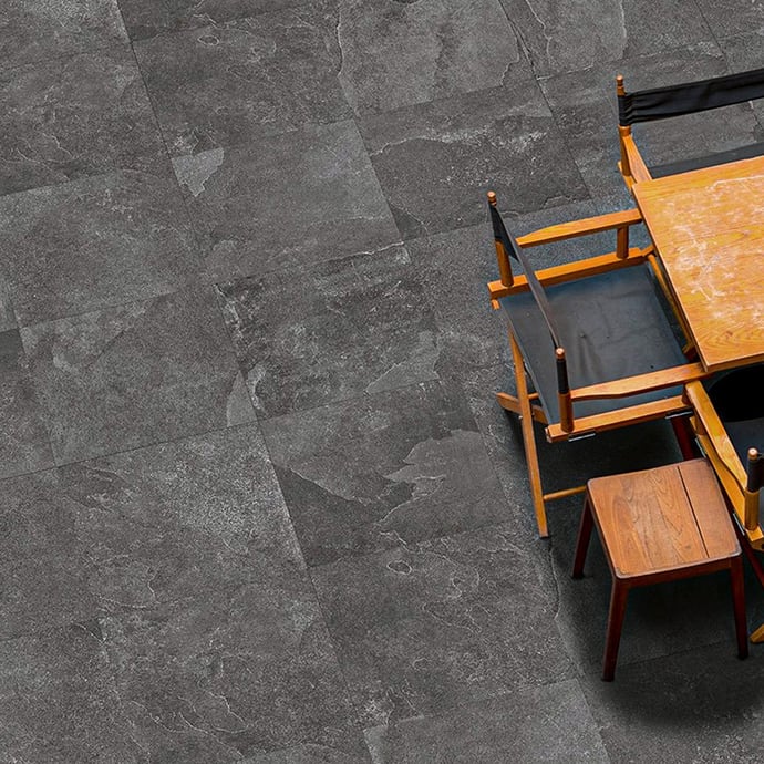 Technical effect floor tiles noir