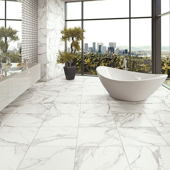 Calacatta semi polished marble