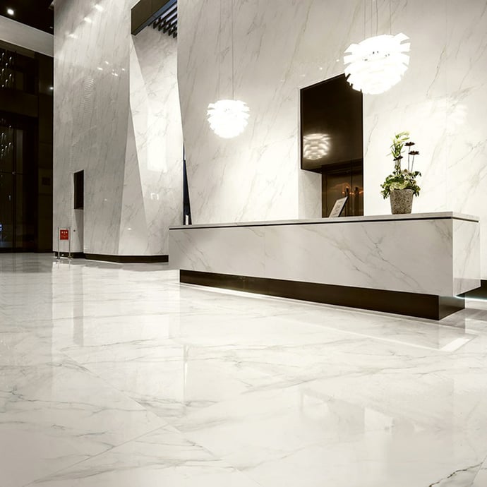 Calacatta semi polished marble