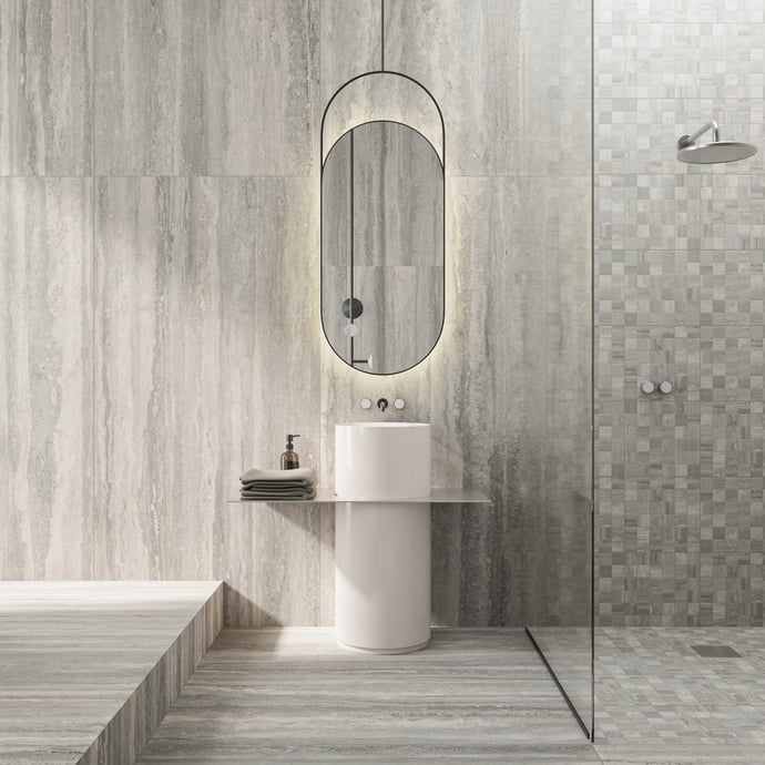 Silver Roman travertine Mosaic