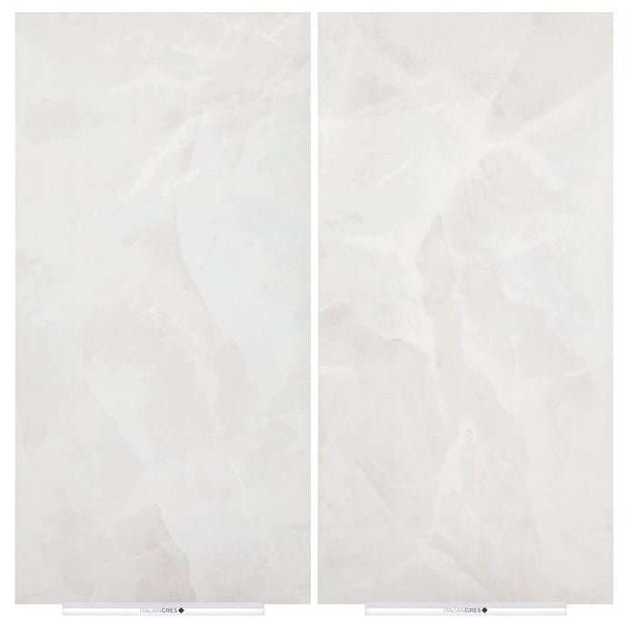 White semi polished marble