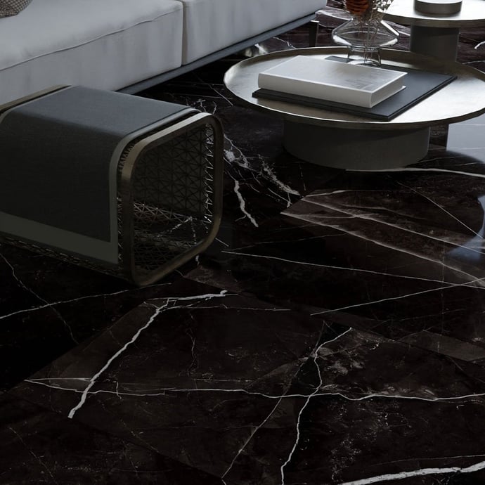 Noir Calacatta glänzender Marmor