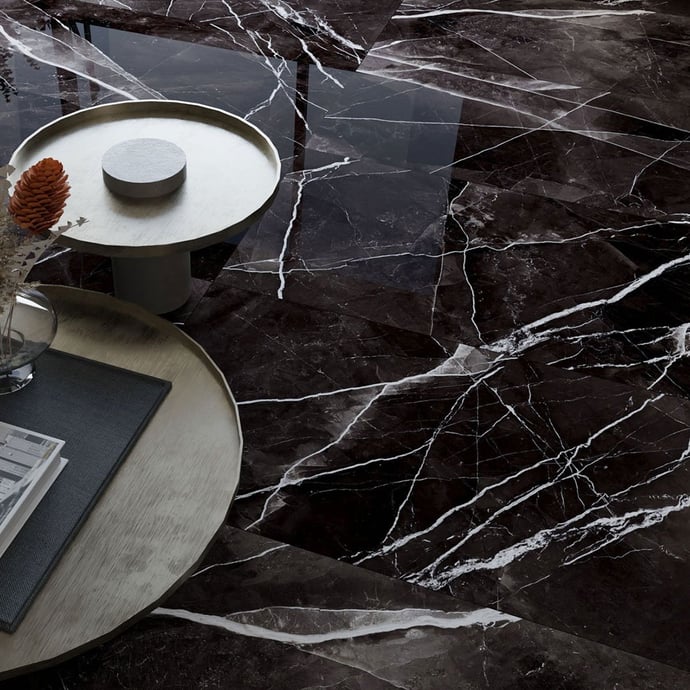 Noir Calacatta glänzender Marmor